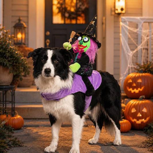 Paws in Awe 3D Witch Rider Halloween Pet Costume for Trick-or-Treating, Parties & Photos – Instant Funny Look for Dogs & Cats image 1