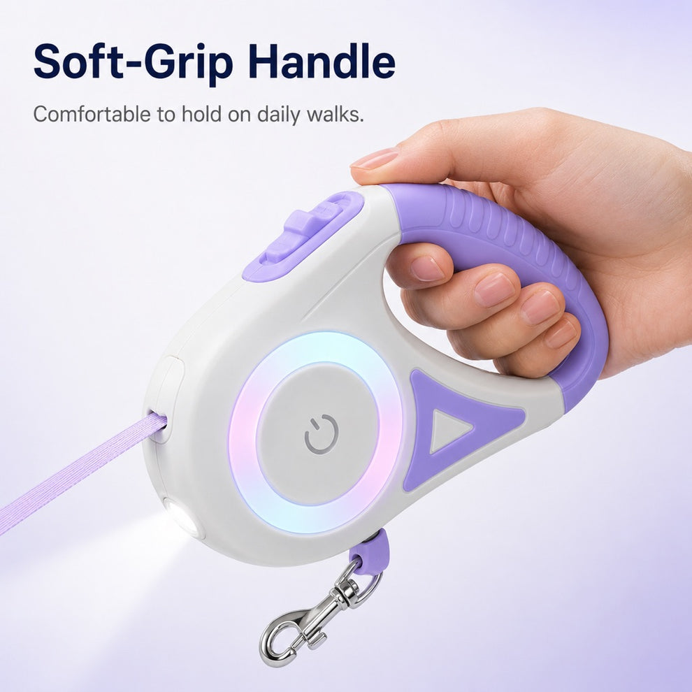 Paws in Awe LED Retractable Dog Leash for Night Walks - Light-Up Dog Leash with Built-In Spotlight, RGB Side Glow & One-Touch Brake for Safer Evening Walks image 8