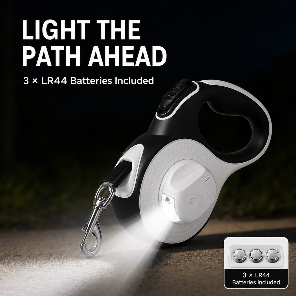 3M and 5M walking range options for LED retractable dog leash