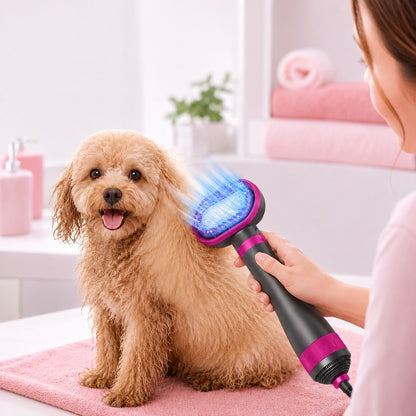 Paws in Awe 4-in-1 Pet Dryer Brush for After-Bath Grooming, Low-Noise Dog & Cat Hair Dryer Comb for Easier Drying, Brushing & Detangling image 1