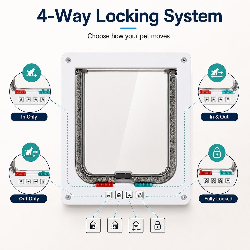 Paws in Awe 4-Way Locking Cat Door for Interior Doors & Litter Box Cabinets - Let Cats Come and Go Without Scratching image 5