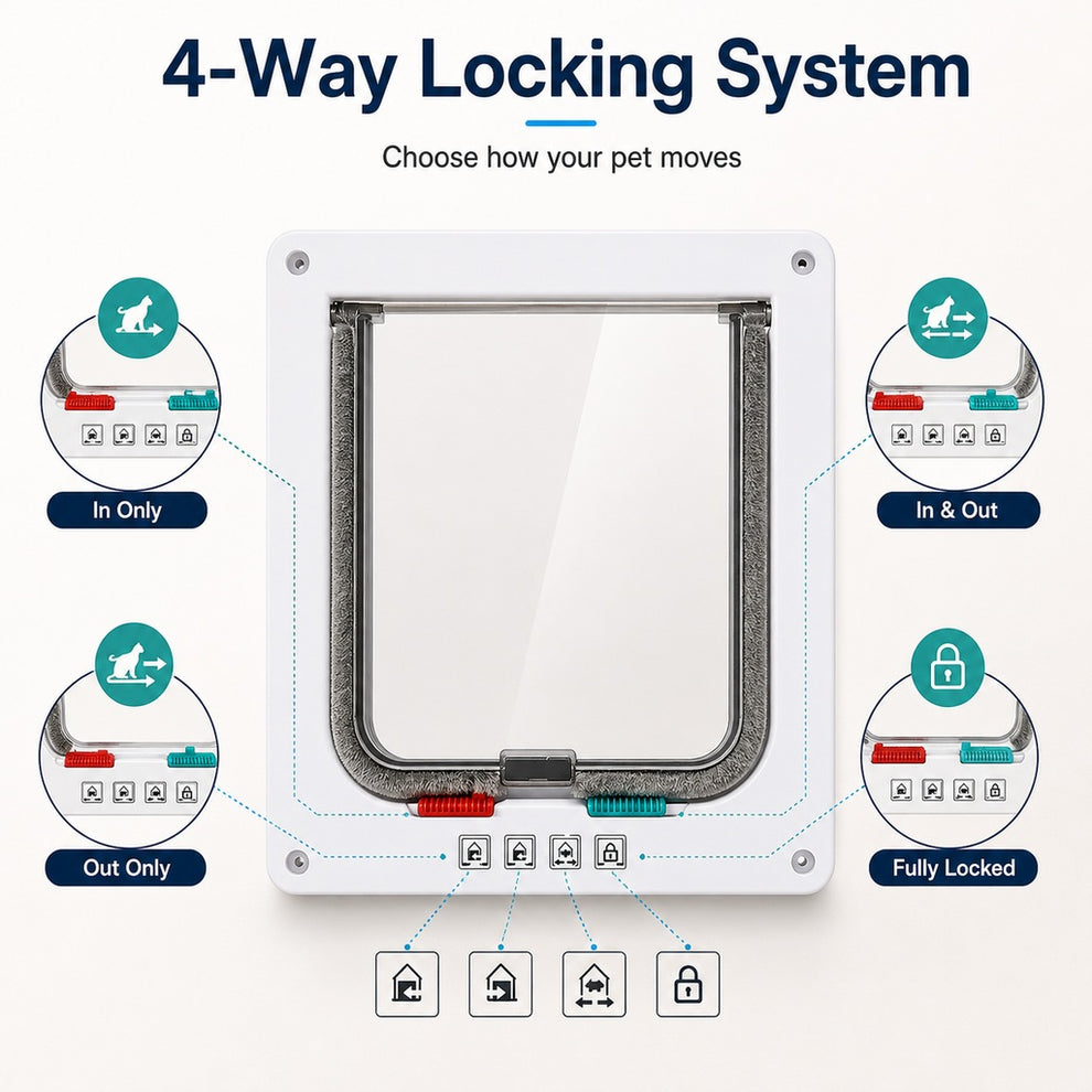 Paws in Awe 4-Way Locking Cat Door for Interior Doors & Litter Box Cabinets - Let Cats Come and Go Without Scratching image 5
