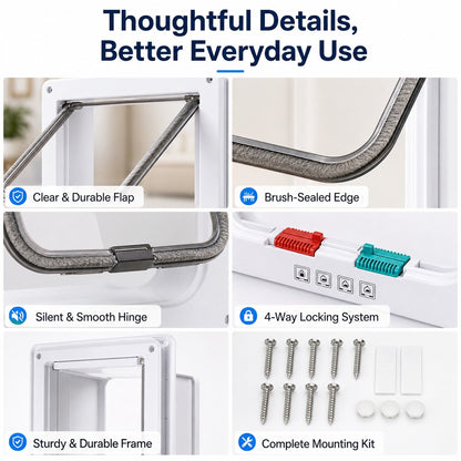 Paws in Awe 4-Way Locking Cat Door for Interior Doors & Litter Box Cabinets - Let Cats Come and Go Without Scratching image 8