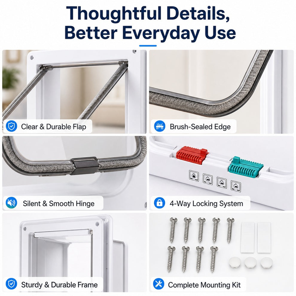 Paws in Awe 4-Way Locking Cat Door for Interior Doors & Litter Box Cabinets - Let Cats Come and Go Without Scratching image 8