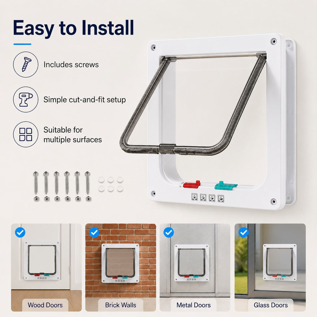 Paws in Awe 4-Way Locking Cat Door for Interior Doors & Litter Box Cabinets - Let Cats Come and Go Without Scratching image 7