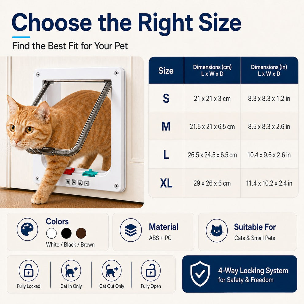 Paws in Awe 4-Way Locking Cat Door for Interior Doors & Litter Box Cabinets - Let Cats Come and Go Without Scratching image 9