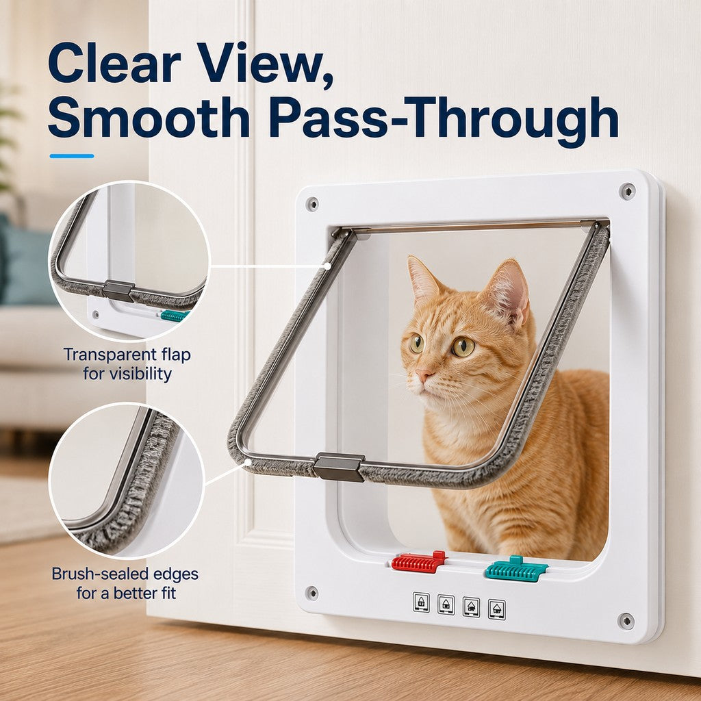 Paws in Awe 4-Way Locking Cat Door for Interior Doors & Litter Box Cabinets - Let Cats Come and Go Without Scratching image 6