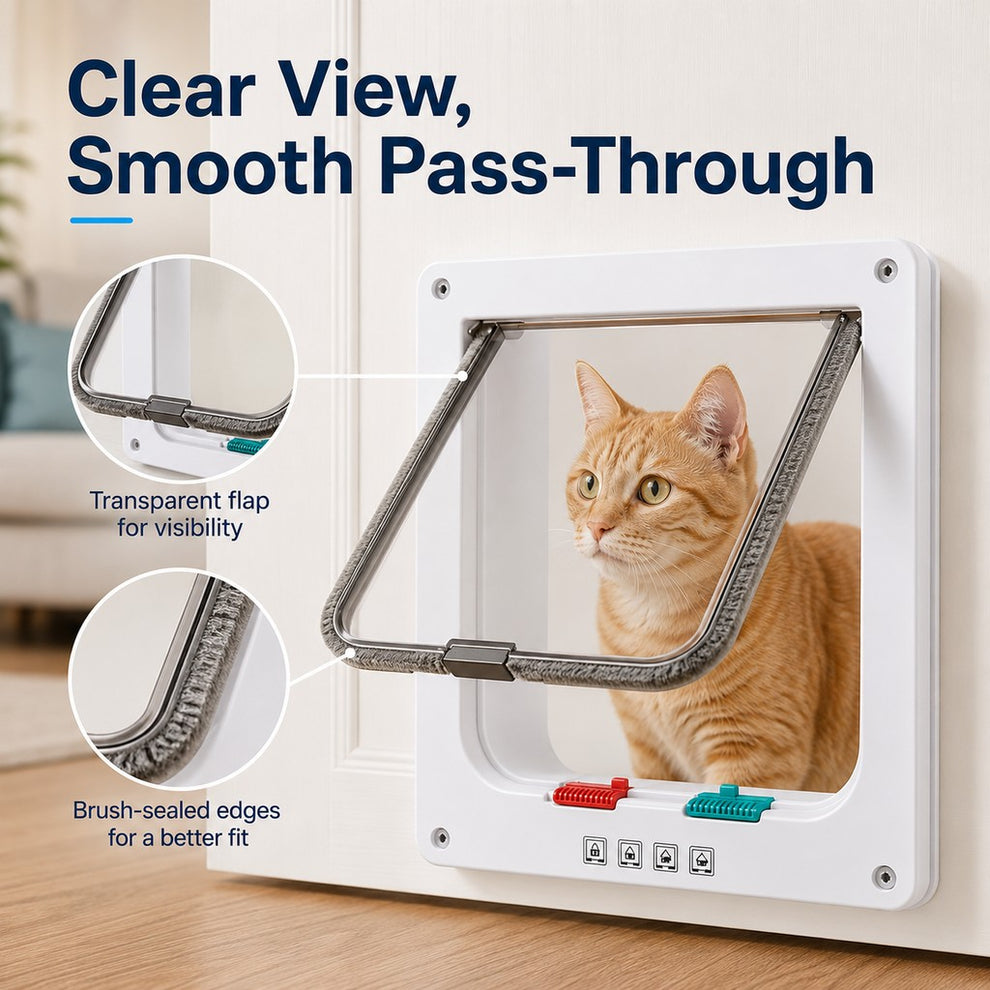 Paws in Awe 4-Way Locking Cat Door for Interior Doors & Litter Box Cabinets - Let Cats Come and Go Without Scratching image 6