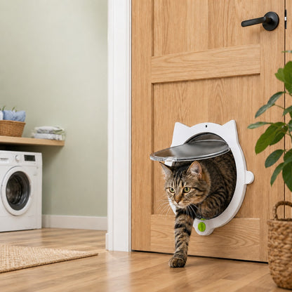Paws in Awe 4-Way Locking Interior Cat Door for Litter Box Cabinets & Rooms - Private Access Without Door Scratching image 1