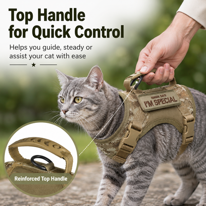 Paws in Awe Tactical Cat Harness with Leash for Outdoor Walks, Adjustable Escape-Resistant Vest for Cats image 6