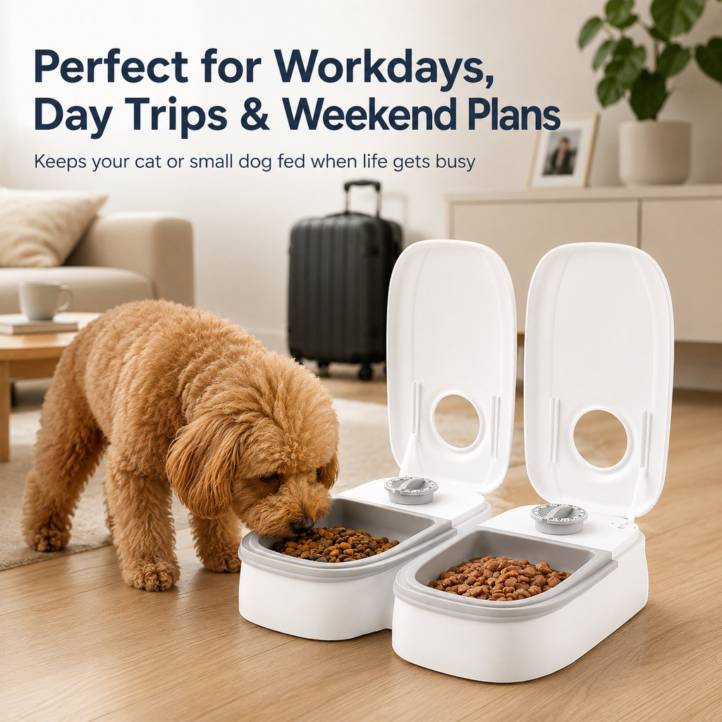 Paws in Awe 48-Hour Timed Pet Feeder for Cats & Small Dogs - Scheduled Meals for Workdays, Short Trips & Busy Pet Parents image 4