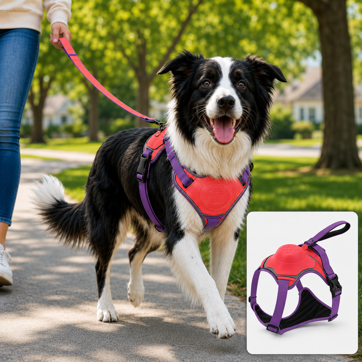 Paws in Awe No-Pull Reflective Dog Harness with Built-In Retractable Leash for Safer Daily Walks image 14