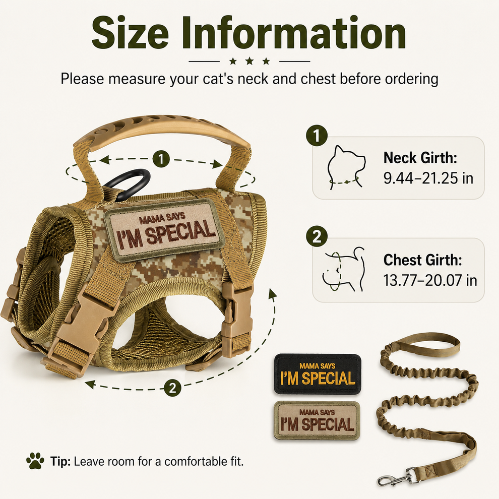 Paws in Awe Tactical Cat Harness with Leash for Outdoor Walks, Adjustable Escape-Resistant Vest for Cats image 5