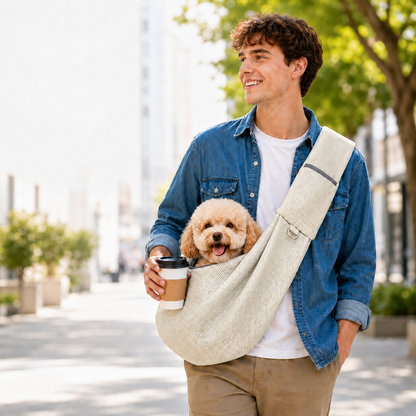 Paws in Awe Crossbody Pet Sling Carrier for Small Dogs & Cats - Breathable Hands-Free Travel Bag for Walks, Errands & Vet Visits image 14