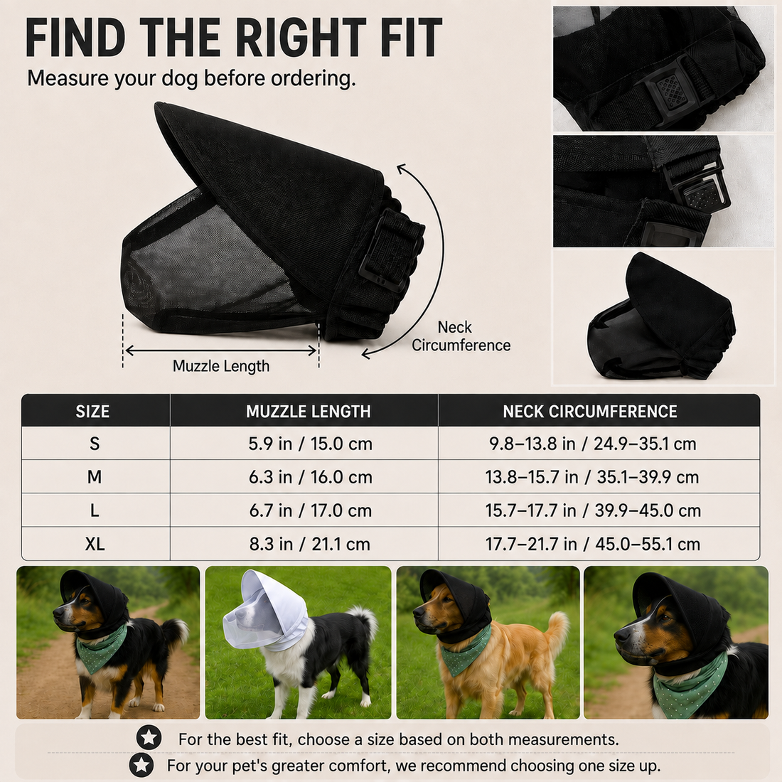 Paws in Awe Breathable Anti-Scavenging Dog Muzzle for Walks - Mesh Hood Helps Block Food Scraps & Trash image 7