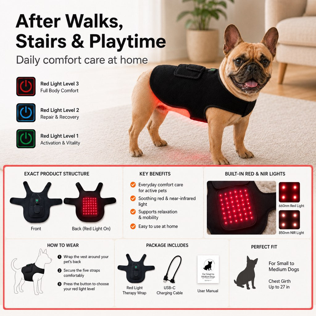660nm red and 850nm near-infrared pet vest panel