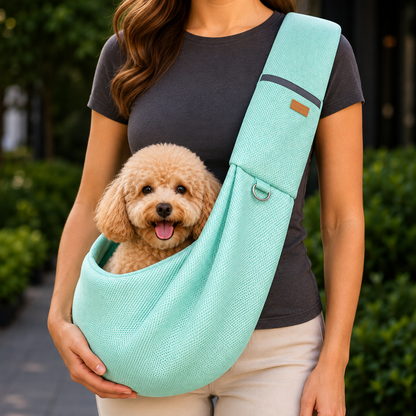 Paws in Awe Crossbody Pet Sling Carrier for Small Dogs & Cats - Breathable Hands-Free Travel Bag for Walks, Errands & Vet Visits image 14