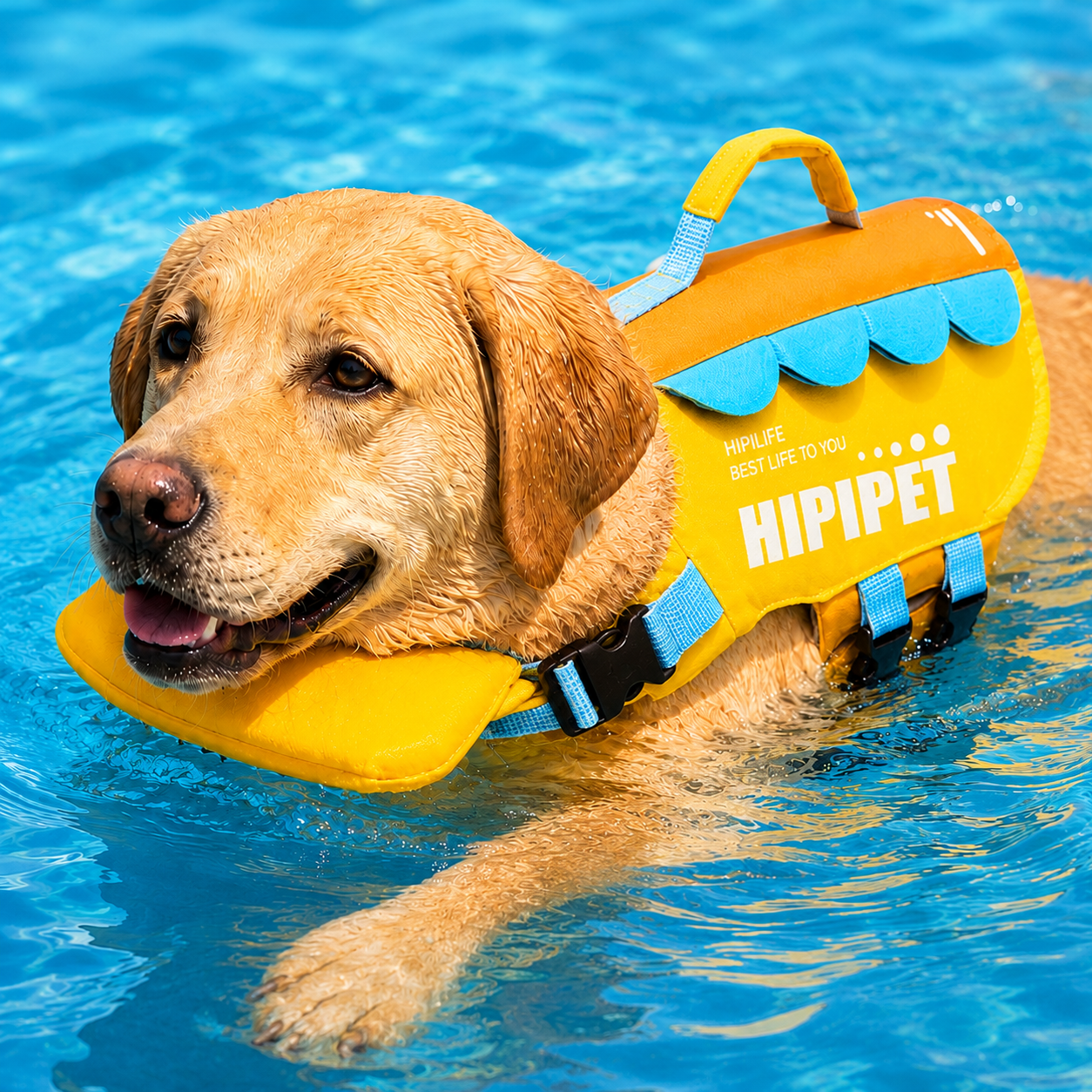 Paws in Awe High-Visibility Bee-Wing Dog Life Jacket with Chin Float & Rescue Handle for Pool, Lake & Boat Safety image 11
