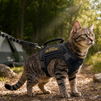 Tactical Cat Harness & Leash Set - Escape-Resistant Adjustable Vest for Outdoor Walks, Backyard Exploration & Travel Safety