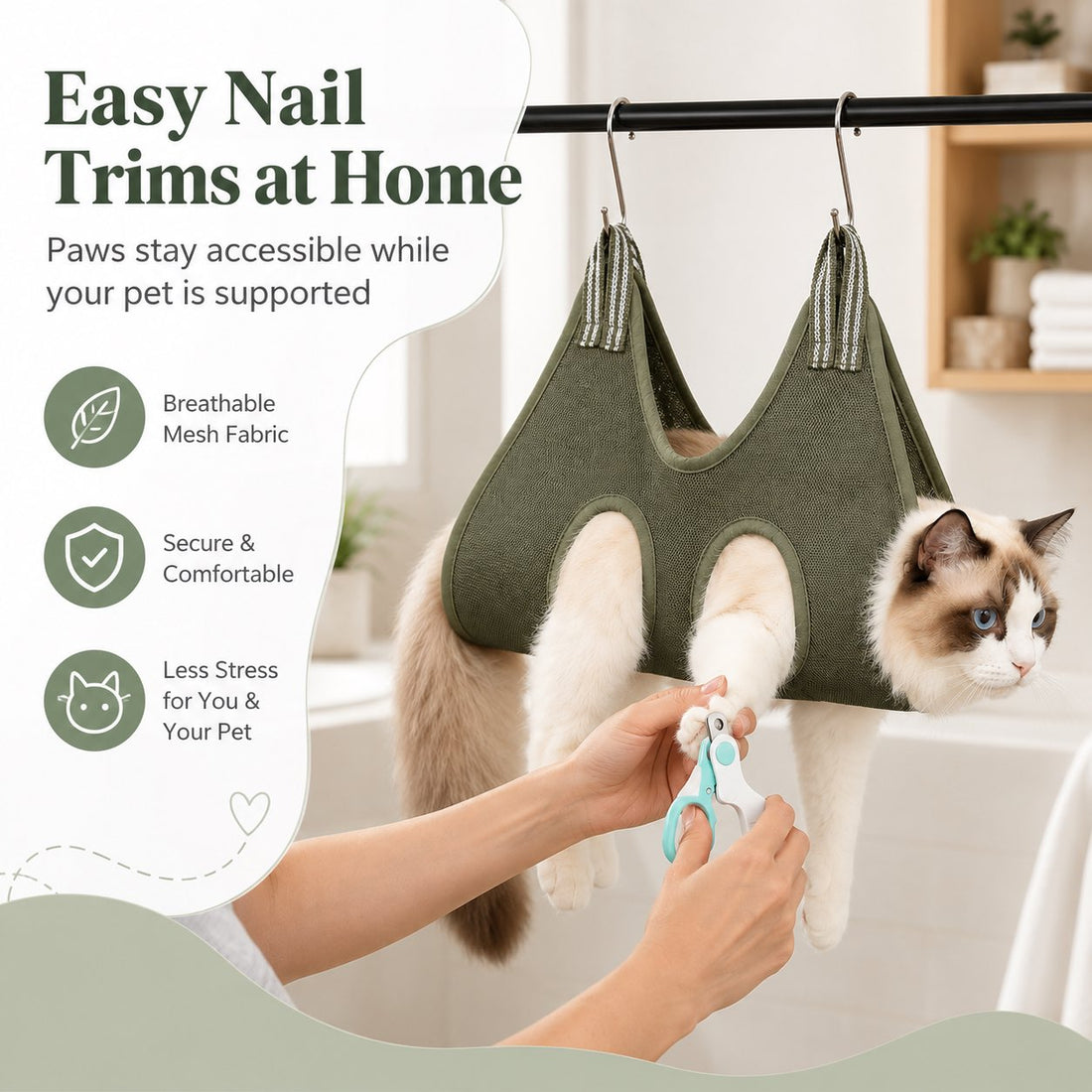 Paws in Awe Pet Grooming Sling Bag for Cats & Small Dogs - Easier Nail Trims, Paw Care & Bath Time at Home image 6