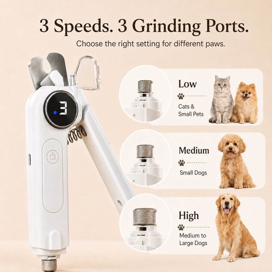Paws in Awe 2-in-1 Pet Electric Nail Clipper & Grinder with LED Light