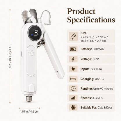 2-in-1 Pet Electric Nail Clipper & Grinder with LED Light