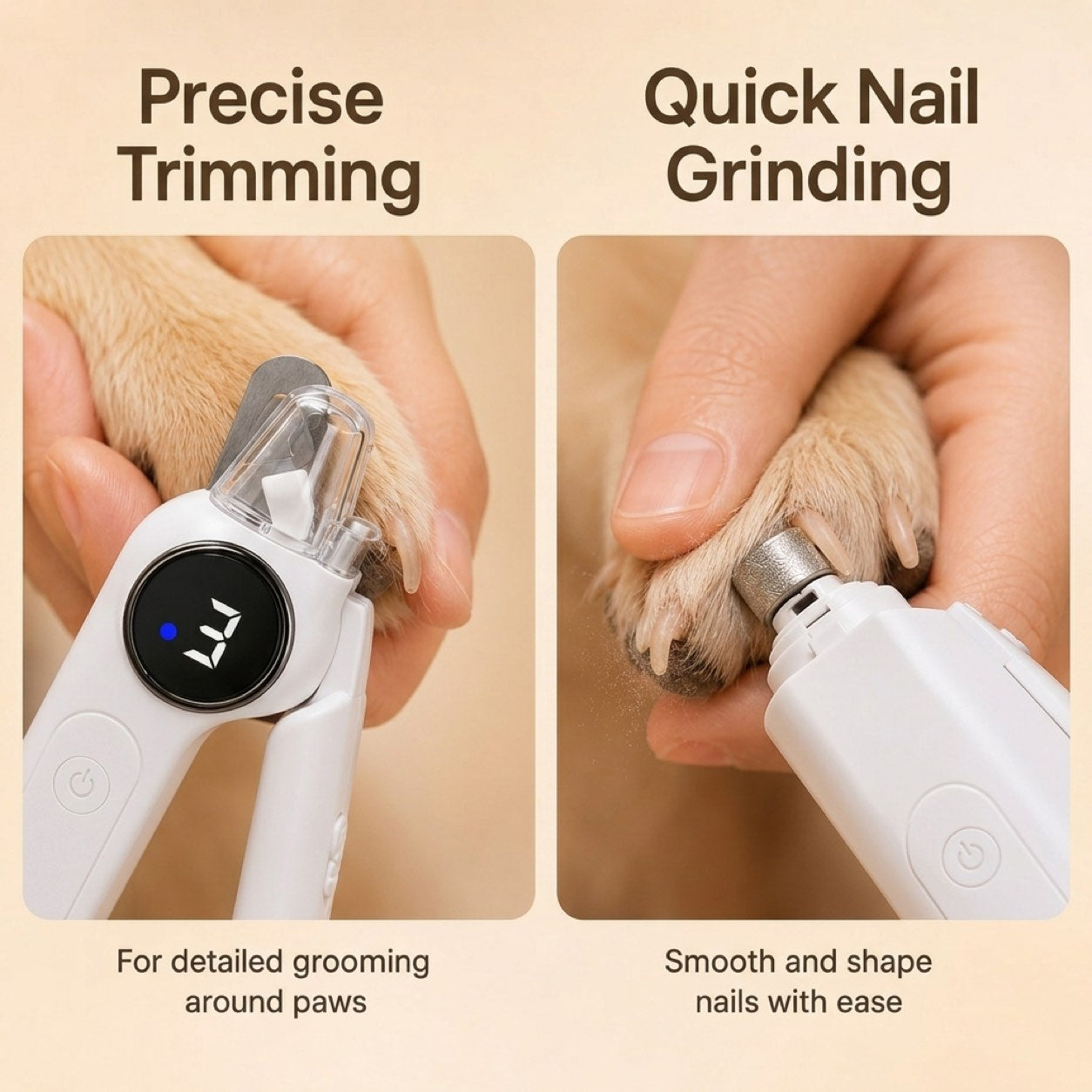 2-in-1 Pet Electric Nail Clipper & Grinder with LED Light