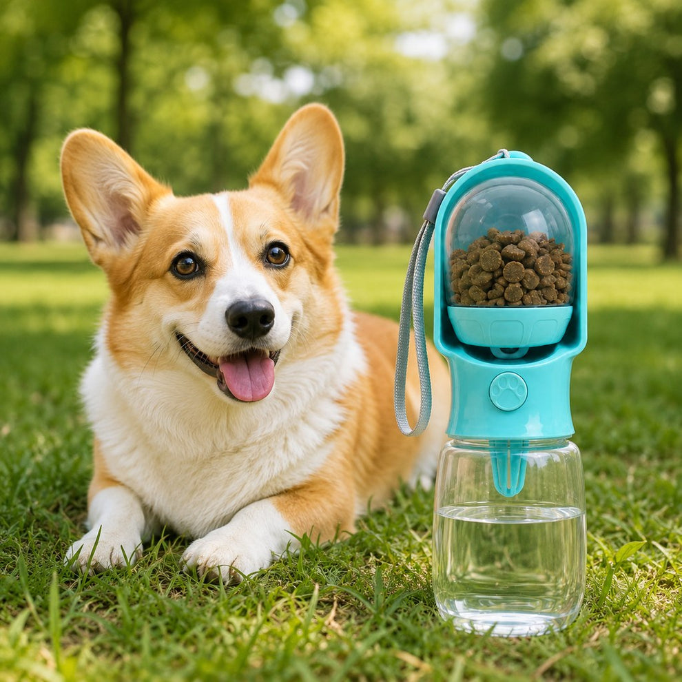 Paws in Awe Portable 2-in-1 Pet Water & Food Bottle – Keep Dogs Hydrated & Fed on Walks, Hiking, or Travel image 1