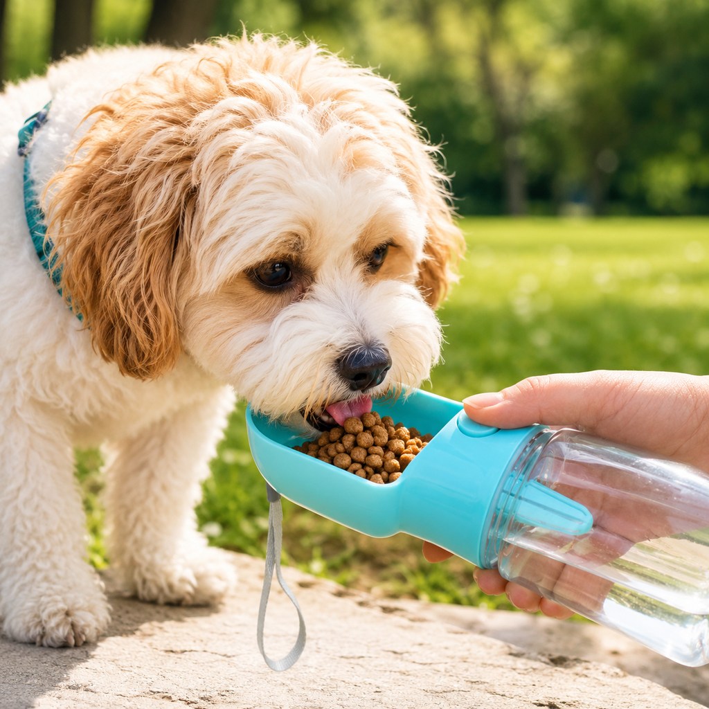 Paws in Awe Portable 2-in-1 Pet Water & Food Bottle – Keep Dogs Hydrated & Fed on Walks, Hiking, or Travel image 3