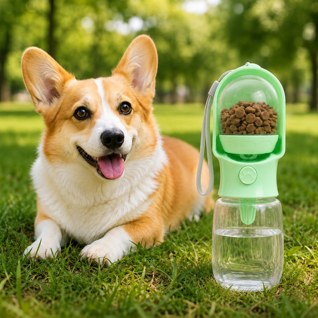 Paws in Awe Portable 2-in-1 Pet Water & Food Bottle – Keep Dogs Hydrated & Fed on Walks, Hiking, or Travel image 11