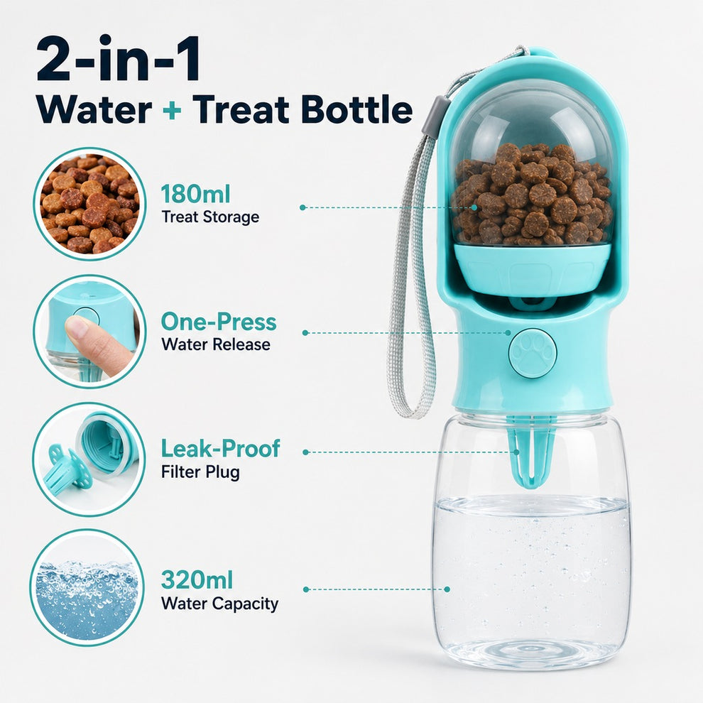 Paws in Awe Portable 2-in-1 Pet Water & Food Bottle – Keep Dogs Hydrated & Fed on Walks, Hiking, or Travel image 6