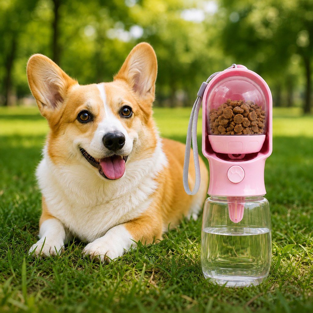 Paws in Awe Portable 2-in-1 Pet Water & Food Bottle – Keep Dogs Hydrated & Fed on Walks, Hiking, or Travel image 12