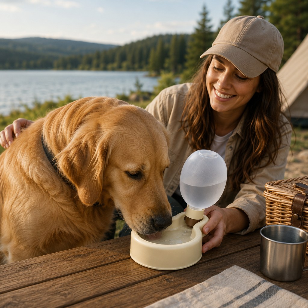 Paws in Awe Portable Pet Water Bottle for Dogs & Cats – 500ml Gravity Water Dispenser Bowl for Camping, Walks & Outdoor Travel image 5