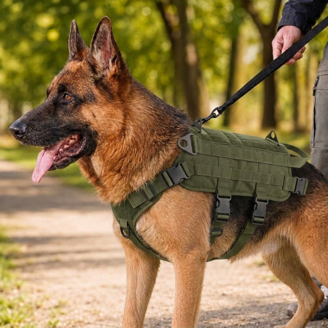 Paws in Awe Tactical Dog Backpack Harness for Hiking & Daily Walks - Detachable Pouches for Gear & Better Control