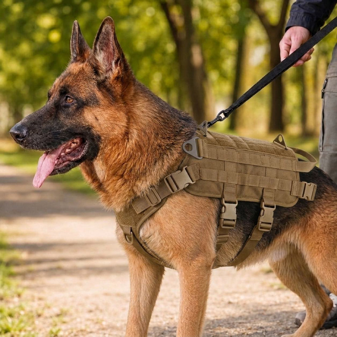 Paws in Awe Tactical Dog Backpack Harness for Hiking & Daily Walks - Detachable Pouches for Gear & Better Control