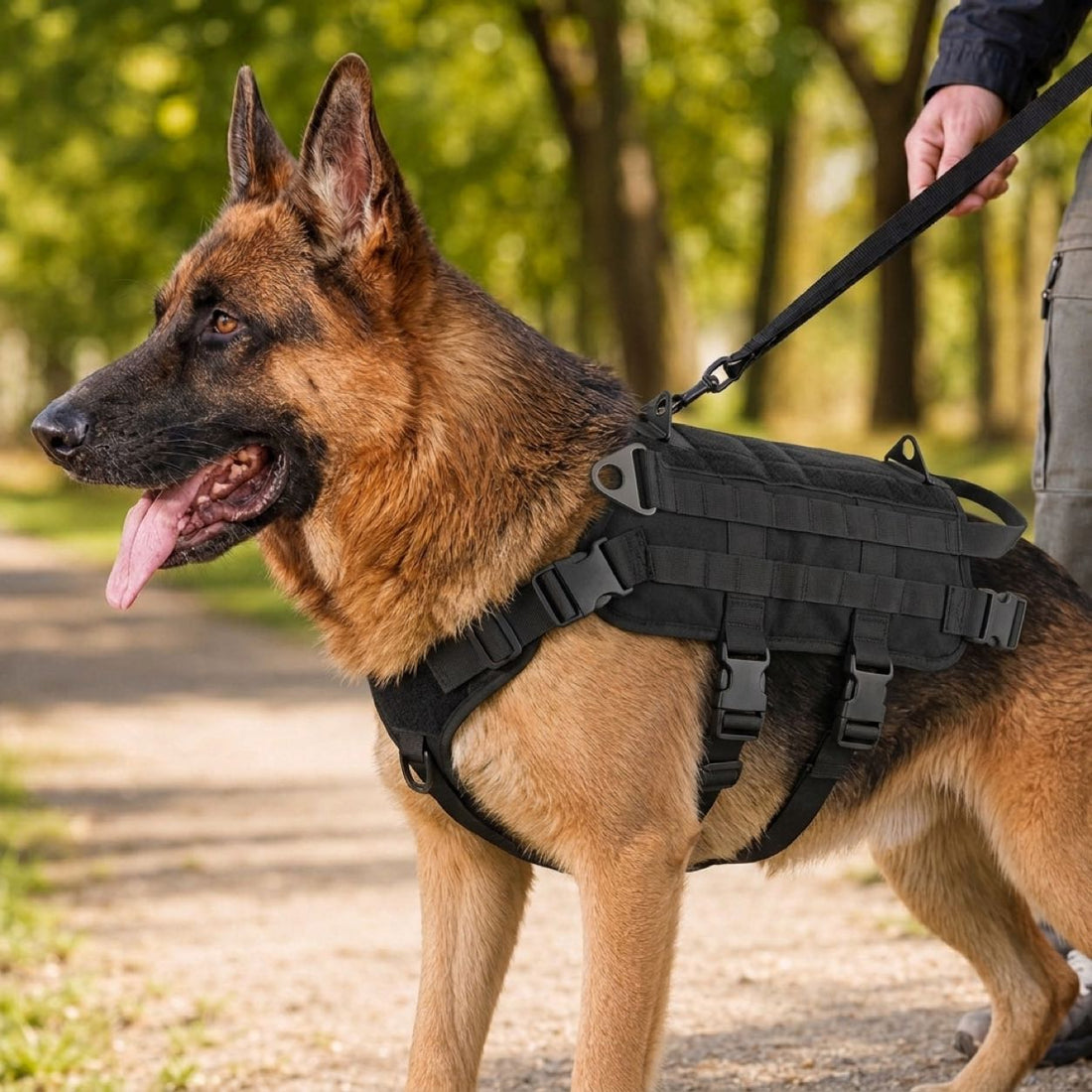 Paws in Awe Tactical Dog Backpack Harness for Hiking & Daily Walks - Detachable Pouches for Gear & Better Control