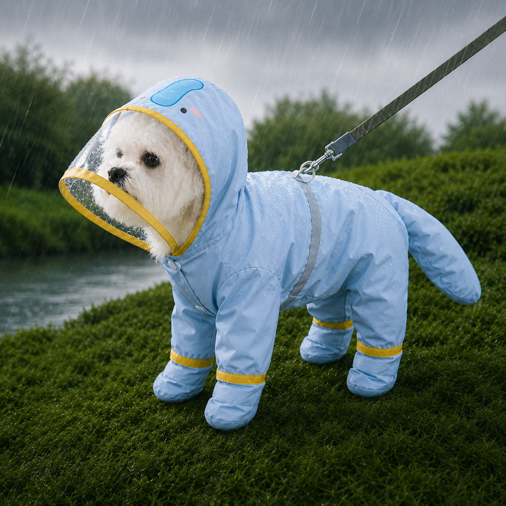 Paws in Awe Dinosaur Dog Raincoat with Clear Visor Hood – Full-Body Waterproof Pet Suit for Rain, Mud & Outdoor Walks image 12