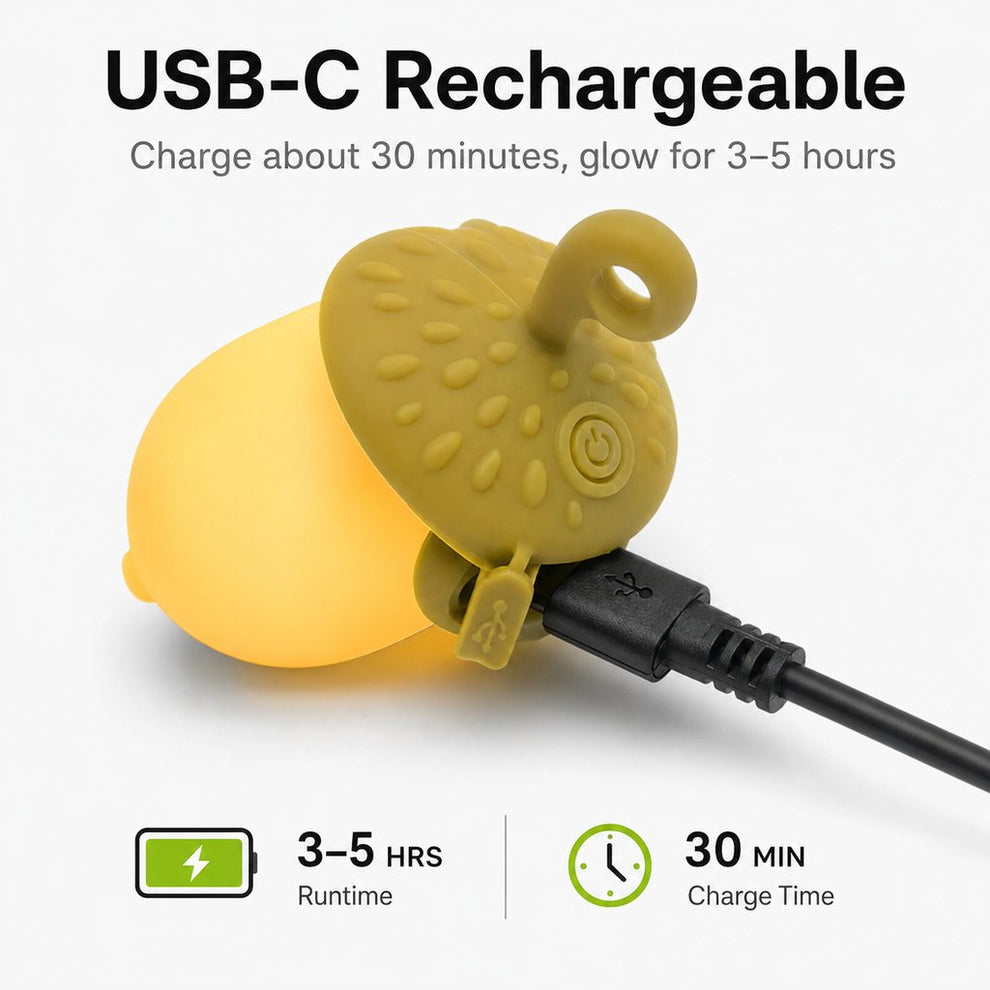 Paws in Awe AcornGlow USB-C Rechargeable Pet Safety Light for Night Walks - Clip-On Acorn LED Charm for Collars, Harnesses & Leashes to Help Dogs Stay Visible After Dark image 7
