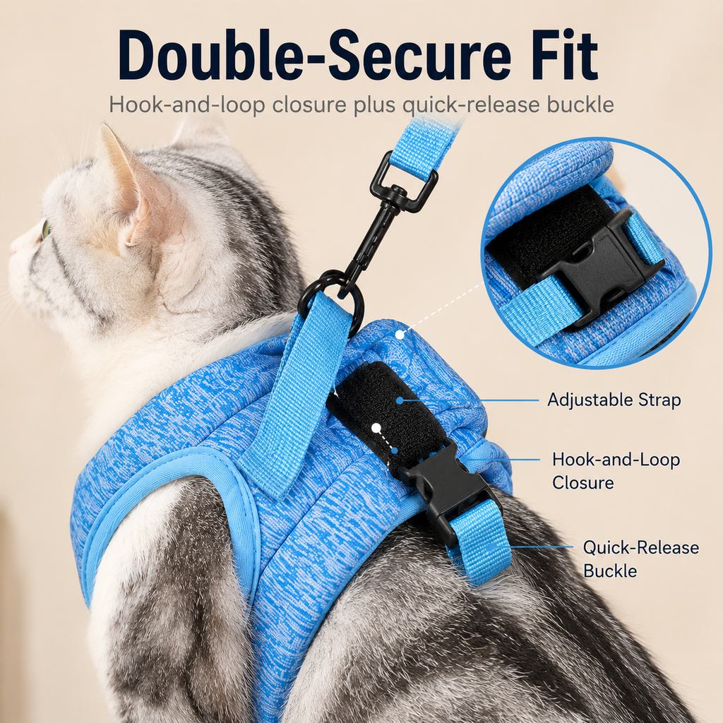 Paws in Awe Lightweight Cat Harness & Leash Set for Outdoor Walks - Breathable Adjustable Vest for Secure, Comfortable Control image 6