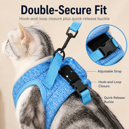 Paws in Awe Lightweight Cat Harness & Leash Set for Outdoor Walks - Breathable Adjustable Vest for Secure, Comfortable Control image 6