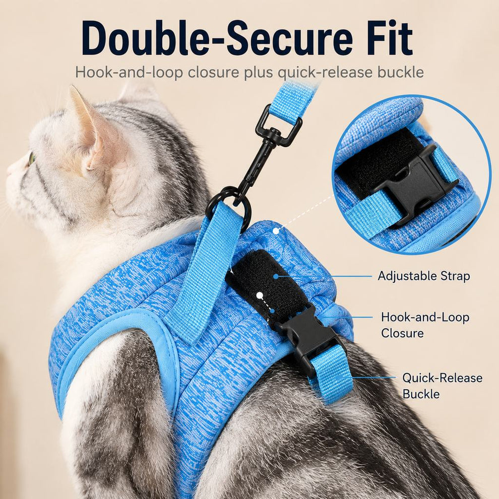 Paws in Awe Lightweight Cat Harness & Leash Set for Outdoor Walks - Breathable Adjustable Vest for Secure, Comfortable Control image 6