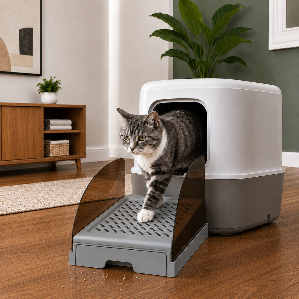 Adjustable Cat Litter Box Step with Pull-Out Tray for Cleaner Floors image 9