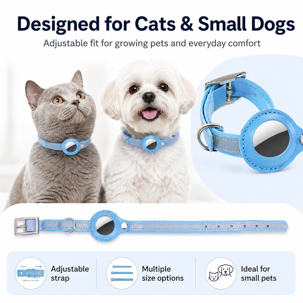Paws in Awe AirTag-Compatible Reflective Pet Tracking Collar for Cats & Small Dogs - Secure Holder for Outdoor Adventures & Night Visibility image 7