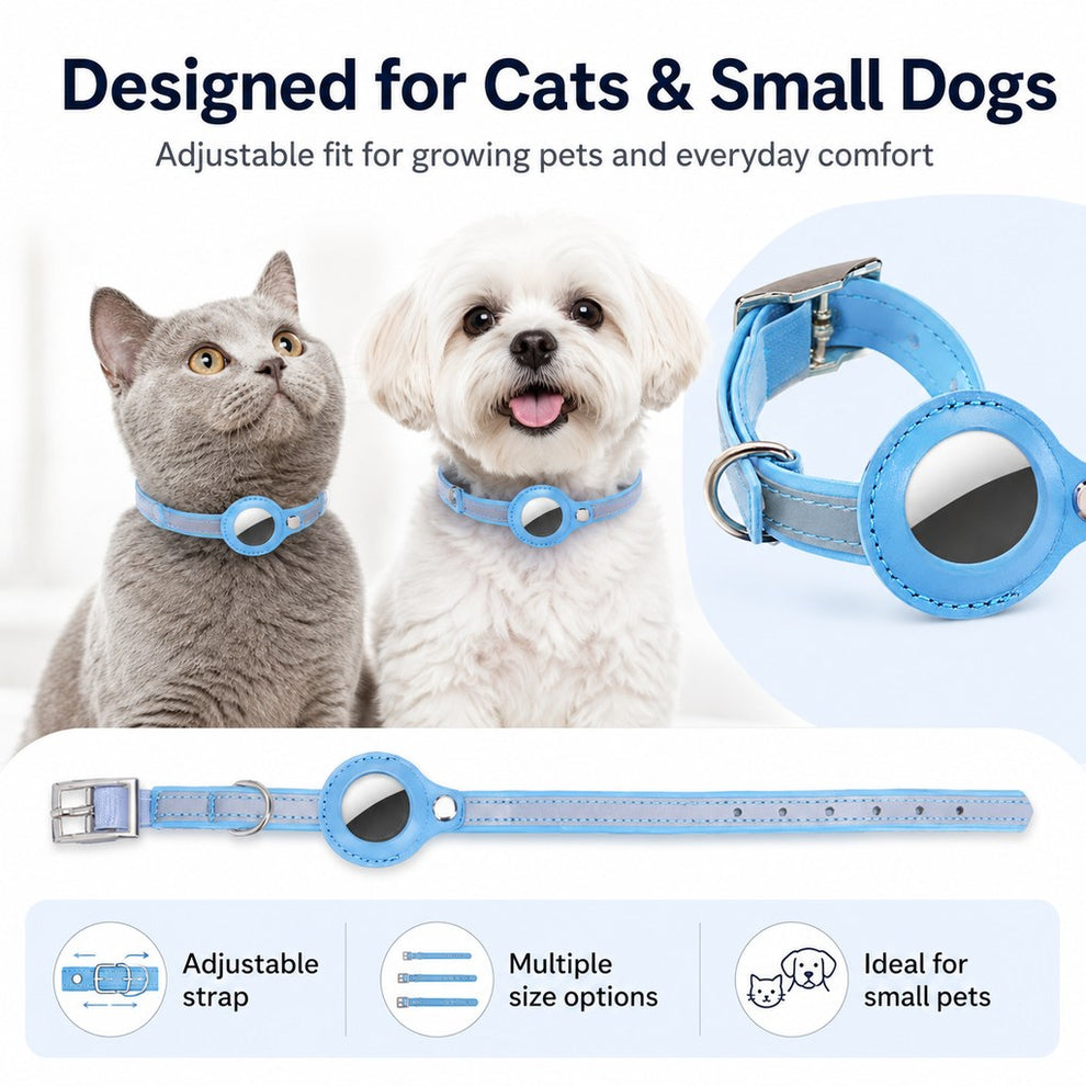 Paws in Awe AirTag-Compatible Reflective Pet Tracking Collar for Cats & Small Dogs - Secure Holder for Outdoor Adventures & Night Visibility image 7