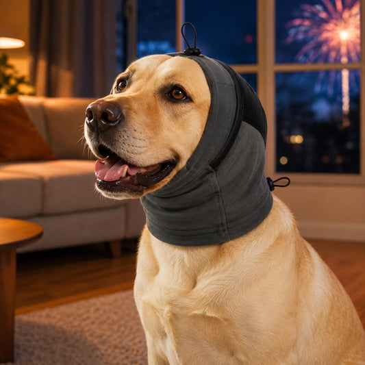 Adjustable dog calming hoodie ear wrap main image
