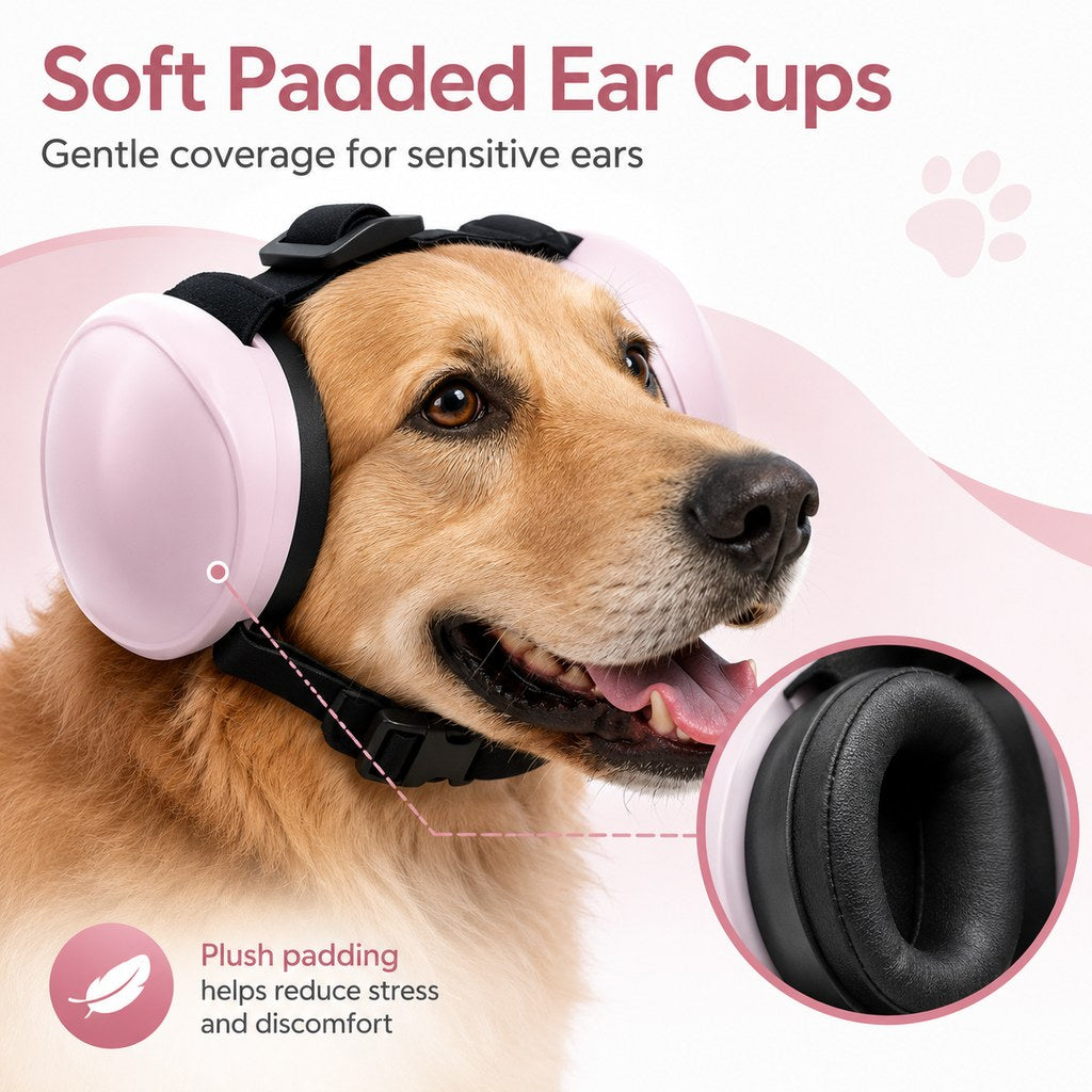 Paws in Awe Dog Noise-Reducing Ear Muffs for Fireworks, Thunderstorms & Grooming - Adjustable Anxiety Comfort Ear Protection for Medium & Large Dogs image 5