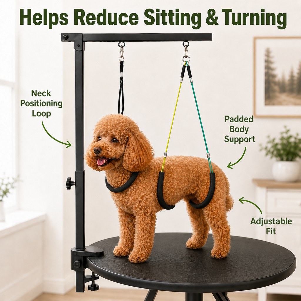 Adjustable dog grooming arm kit for steadier brushing and trimming