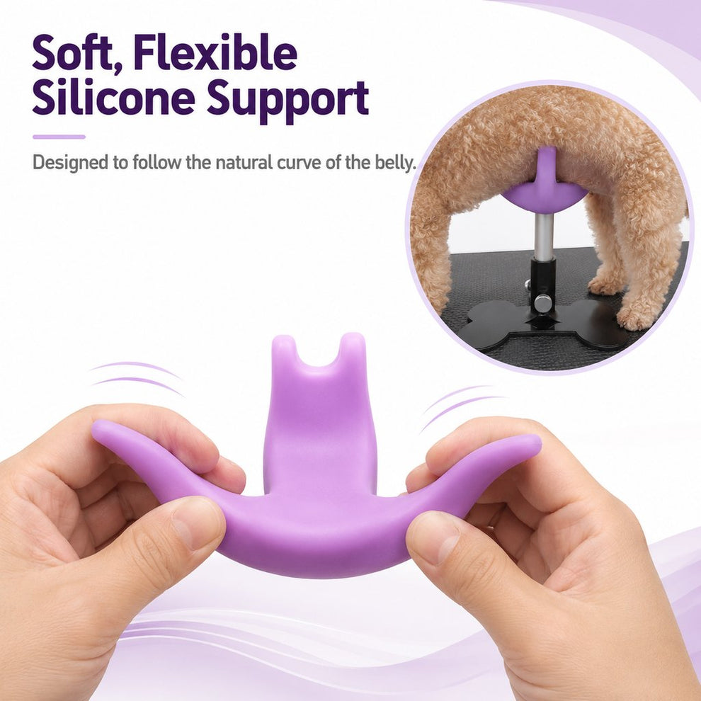 Soft flexible silicone dog grooming saddle support