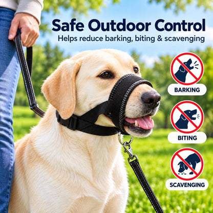 Padded dog muzzle for supervised outdoor control