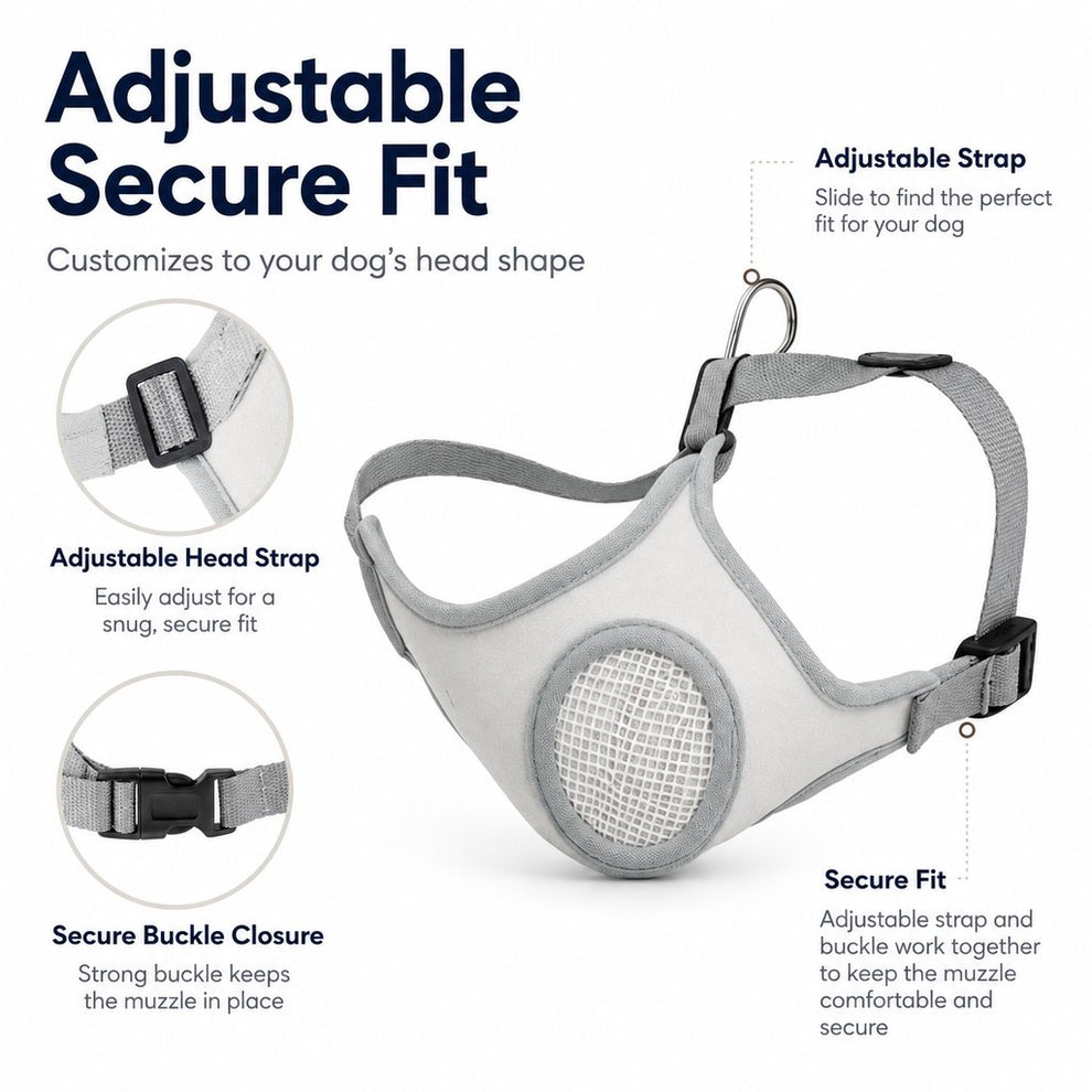 Paws in Awe Breathable Dog Muzzle for Walks, Grooming & Vet Visits - Soft Adjustable Mesh Muzzle to Help Reduce Biting, Chewing & Barking image 7